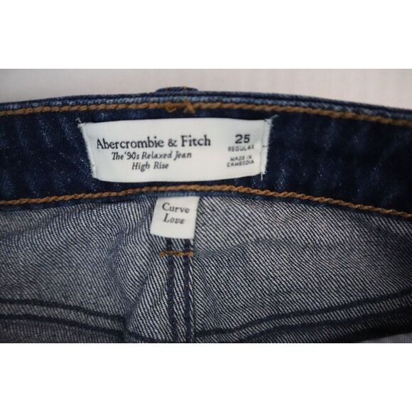 Abercrombie & Fitch Women's Sz 25 Blue The '90s Relaxed Hi-Rise Curve Love Jeans - Picture 3 of 10